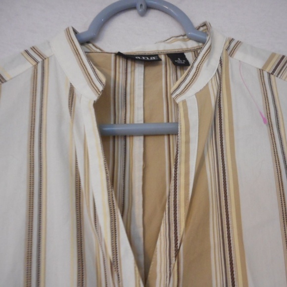 Beige white button front casual cotton Sz S a.n.a. - Picture 3 of 6